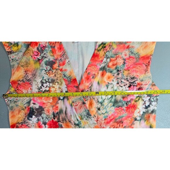 Athleta Womens‎ S Marlow Orange Pink Watercolor Floral Shorts Romper - Picture 7 of 16